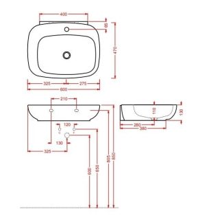 Раковина ArtCeram Dial DAL001 01 00 белая 60 см